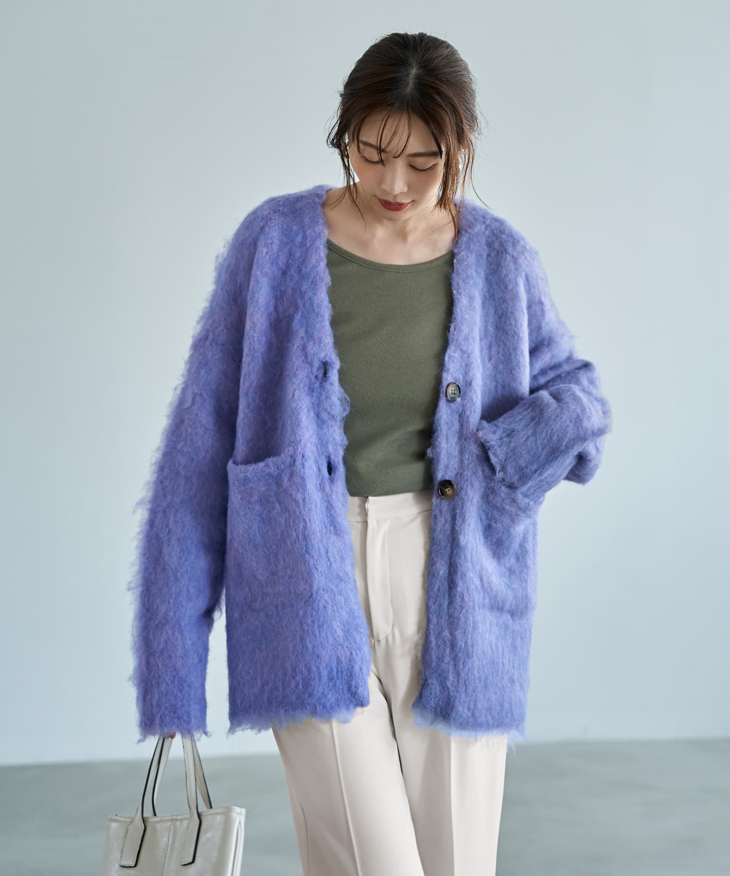 STYLE DELI「【LUXE】毛起こしブークレポケットカーディガン」|ニット・セーター|