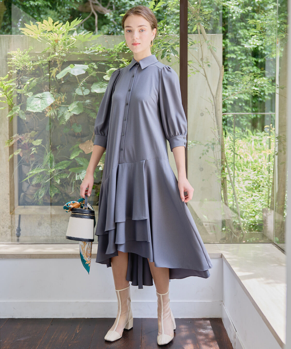 裾切替フリルシャツワンピース（アンドクチュール）｜ルミネの