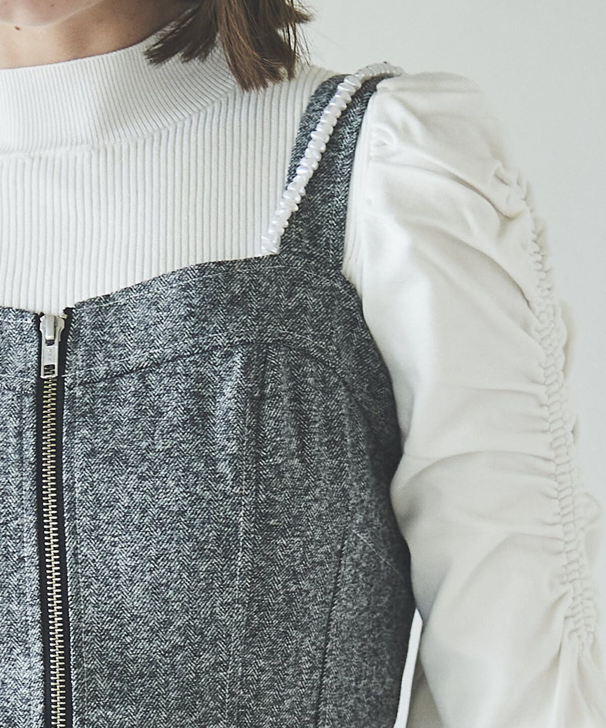 アンドクチュール「ヘリンボーンツイードキャミセットアップ」|ワンピース|