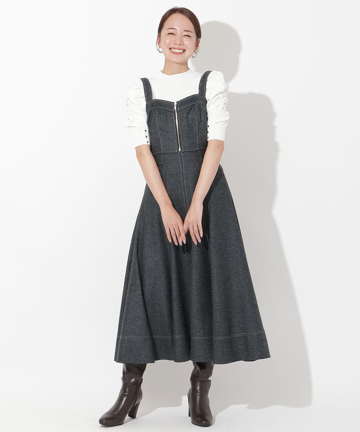 アンドクチュール「ヘリンボーンツイードキャミセットアップ」|ワンピース|