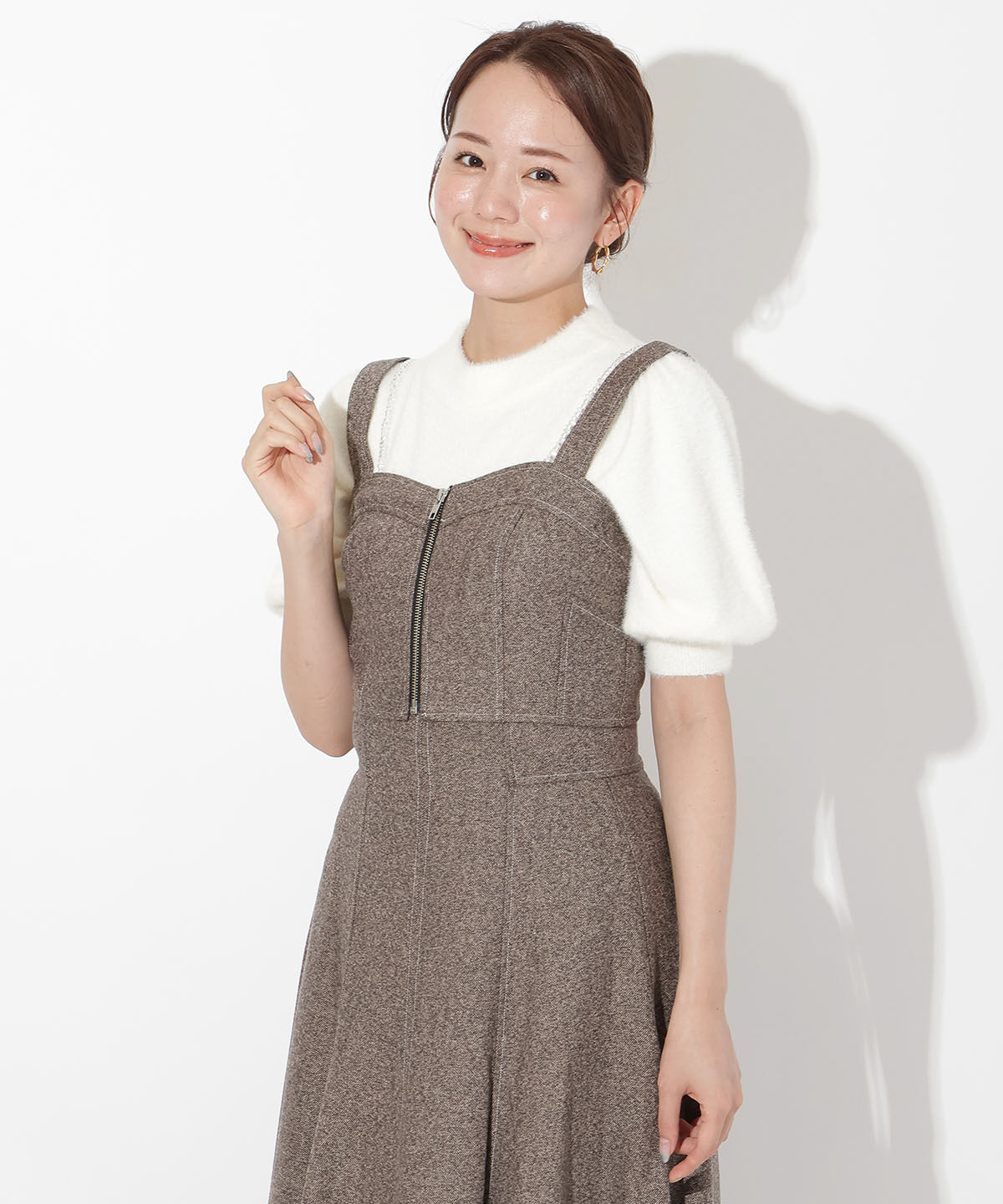 アンドクチュール「ヘリンボーンツイードキャミセットアップ」|ワンピース|