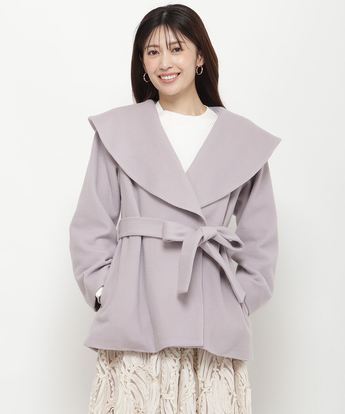 アンドクチュール「ウールビーバーショールカラーショートコート」|ダウン|