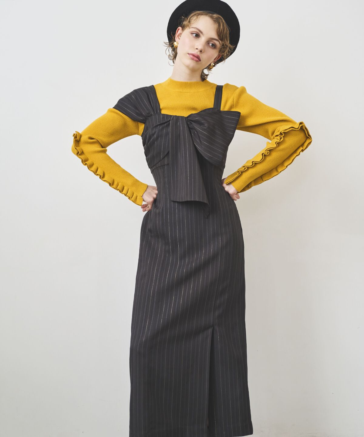 アンドクチュール「アシメショルダーリボンワンピース」|ワンピース|