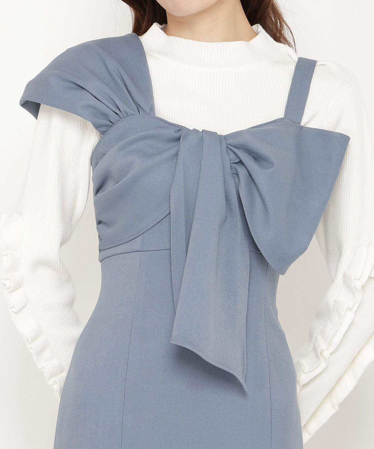 アンドクチュール「アシメショルダーリボンワンピース」|ワンピース|