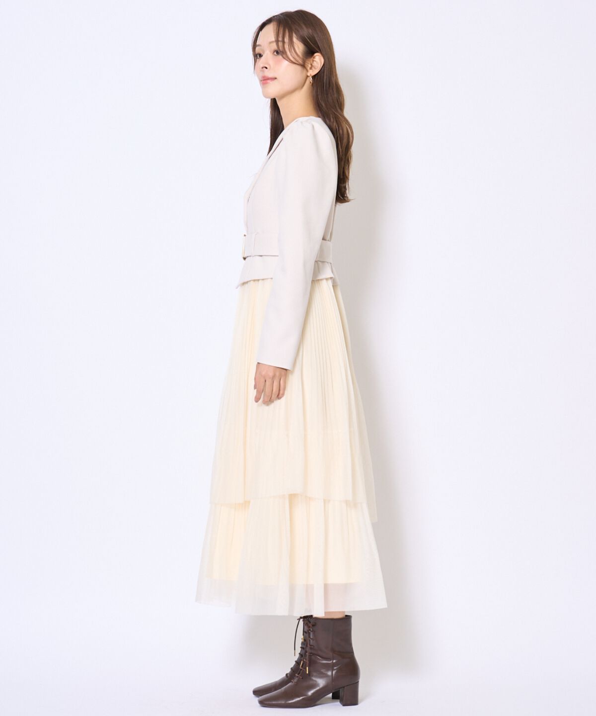 アンドクチュール「プリーツレイヤードワンピース」|ワンピース|