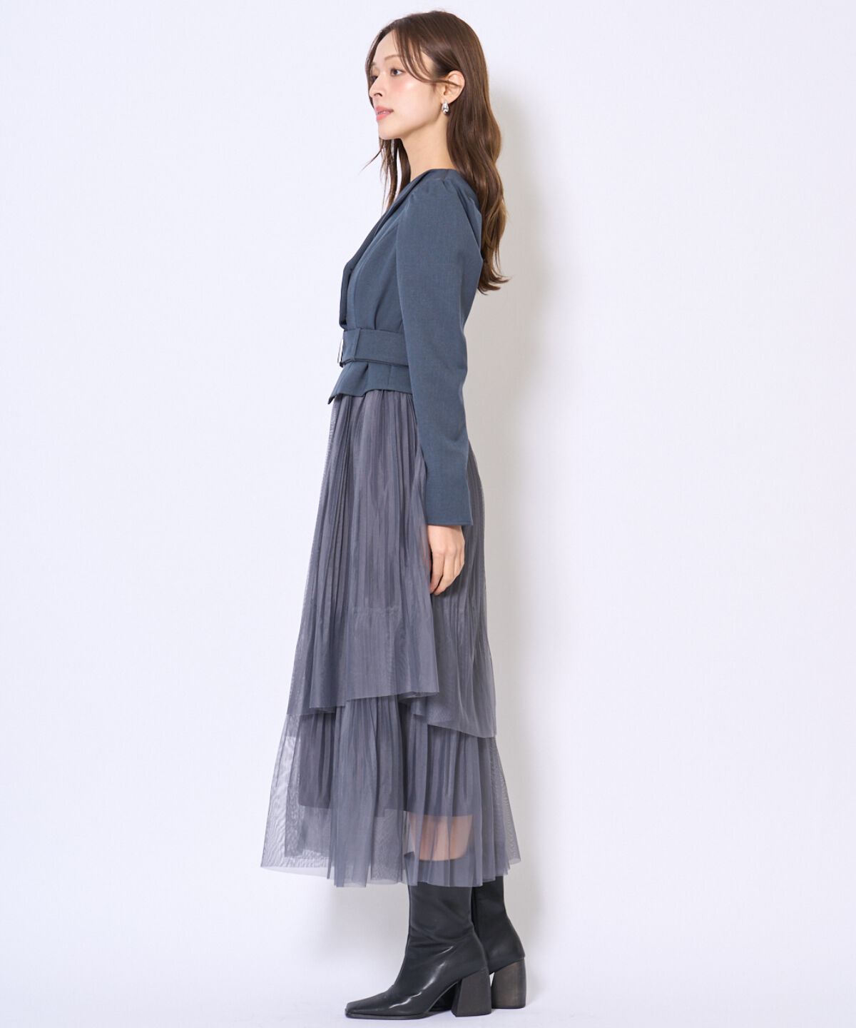 アンドクチュール「プリーツレイヤードワンピース」|ワンピース|