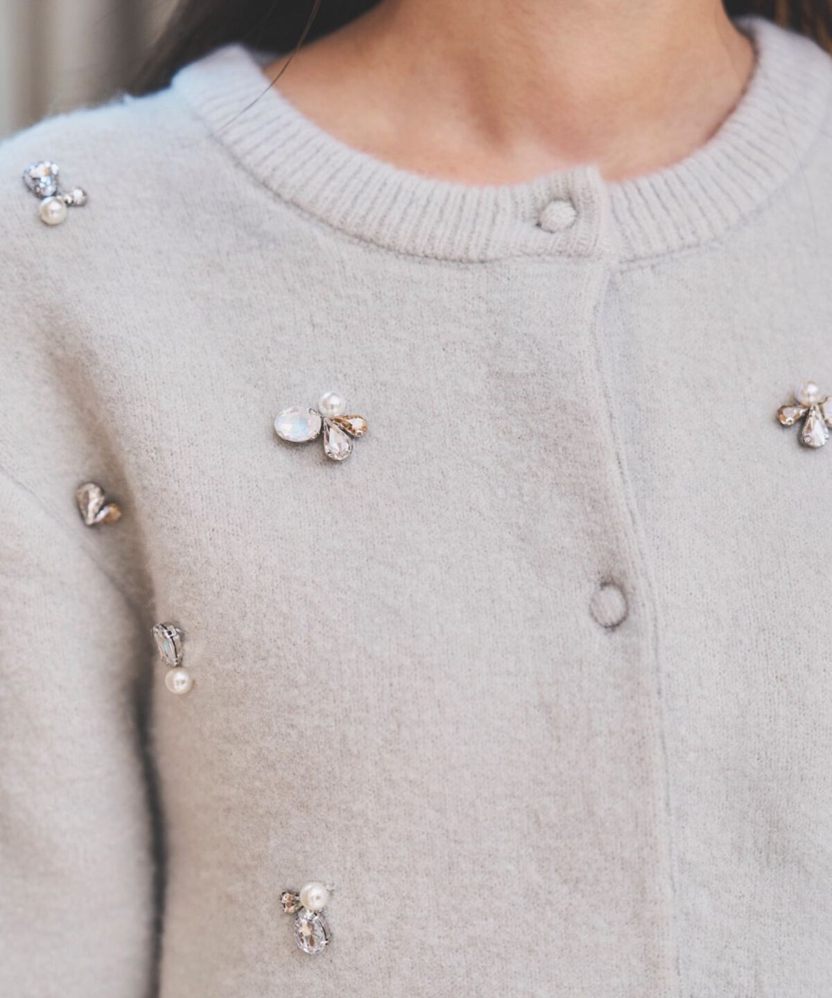 アンドクチュール「ビジュー付きニットカーディガン」|カーディガン|