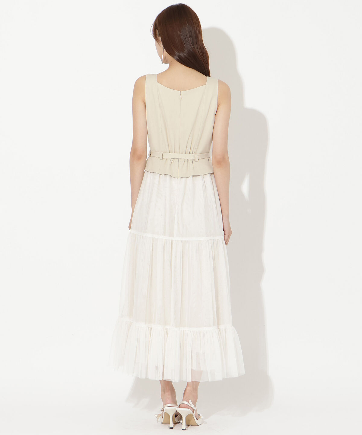 アンドクチュール「異素材ドッキングチュールワンピース」|ワンピース|