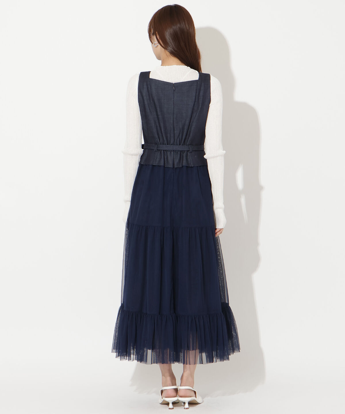 アンドクチュール「異素材ドッキングチュールワンピース」|ワンピース|