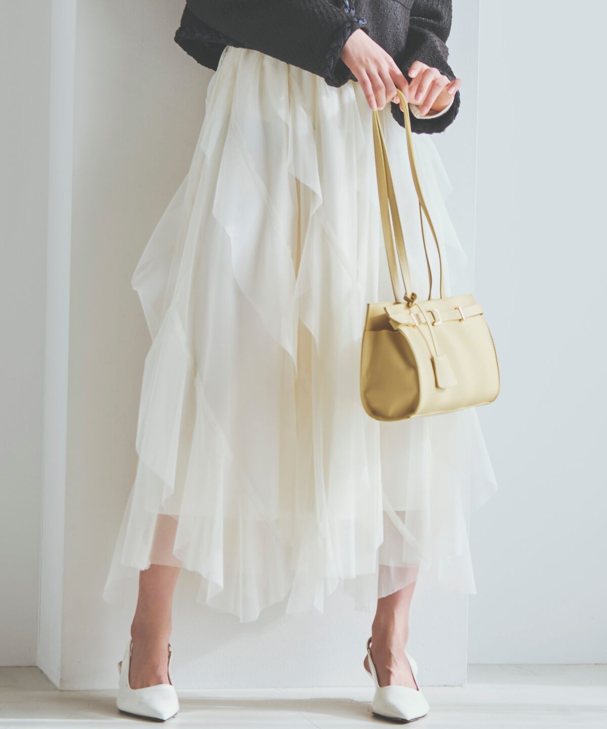 アンドクチュール「ラッフルフリルチュールスカート」|フレア|