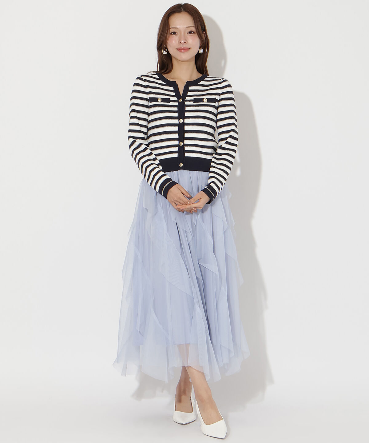 アンドクチュール「ラッフルフリルチュールスカート」|フレア|