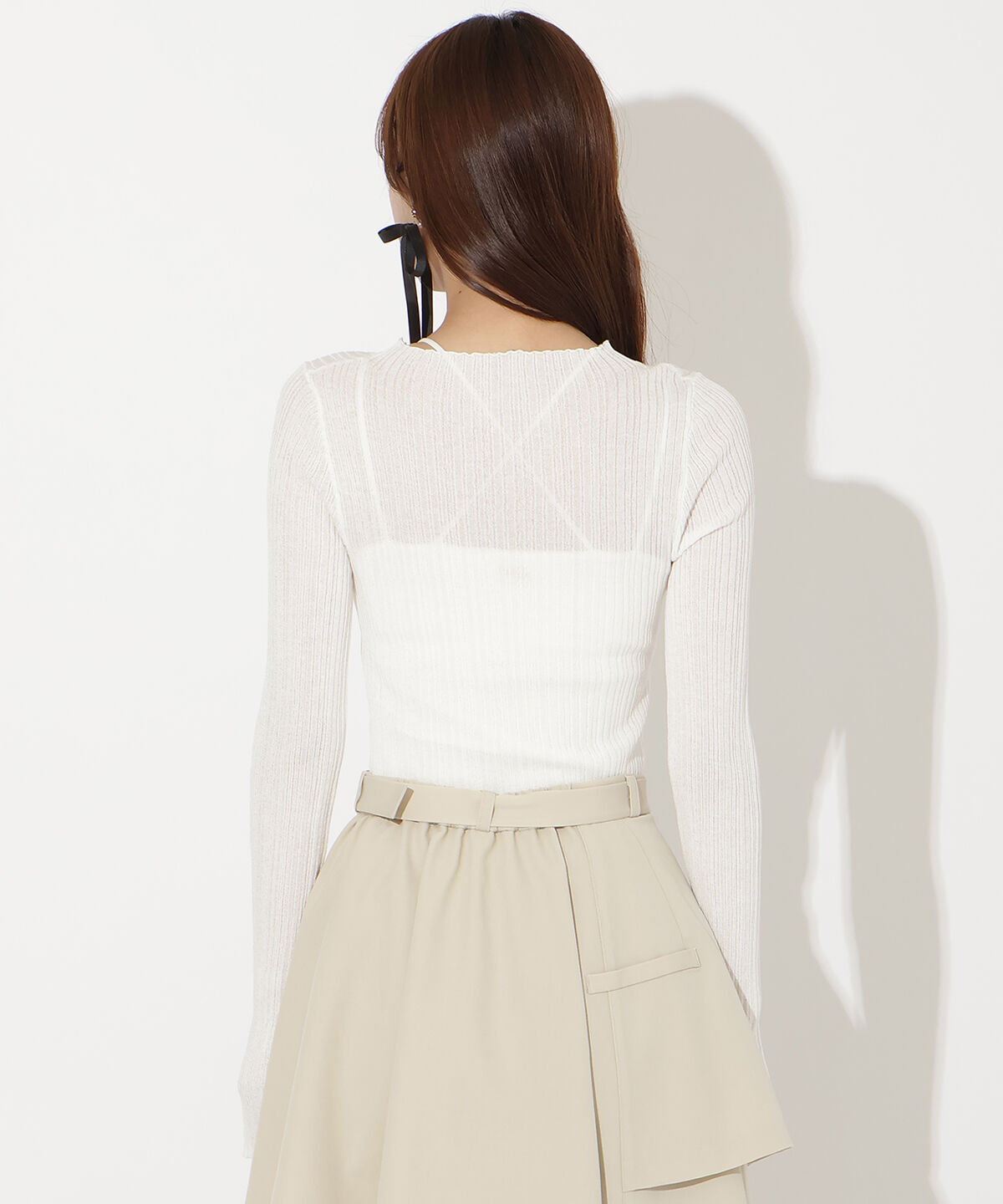 アンドクチュール「シアーランダムリブニットプルオーバー」|ニット・セーター|