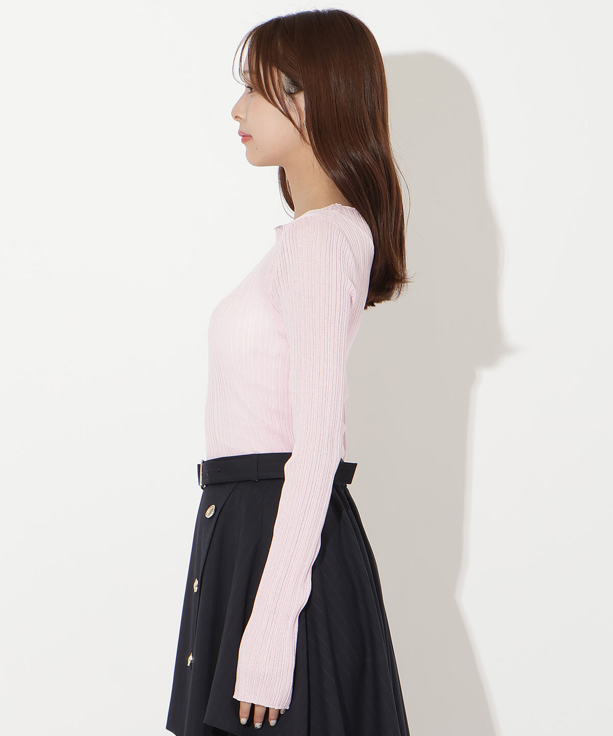 アンドクチュール「シアーランダムリブニットプルオーバー」|ニット・セーター|