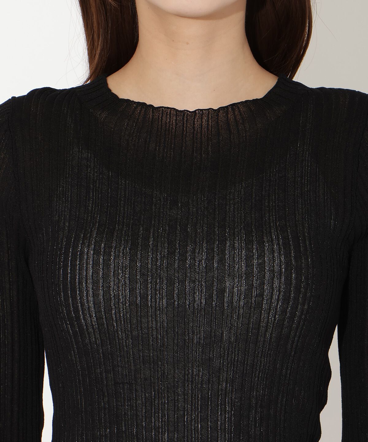 アンドクチュール「シアーランダムリブニットプルオーバー」|ニット・セーター|