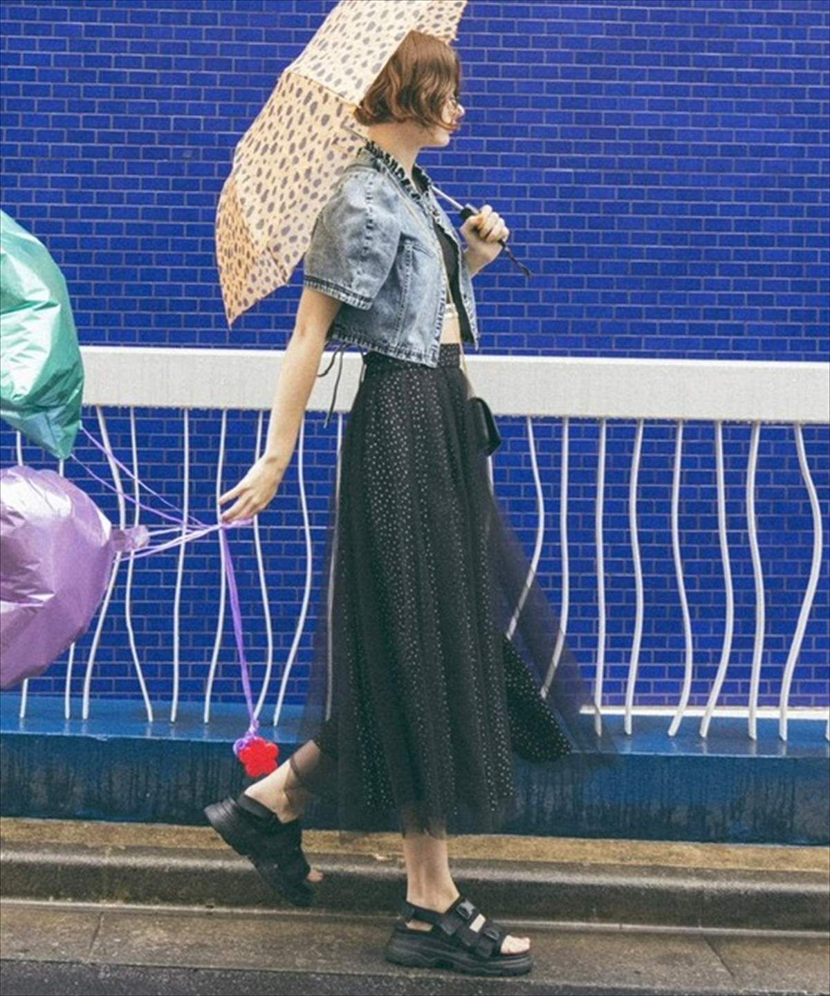 REDYAZEL「ドット&times;チュールフレアスカート」|フレア|