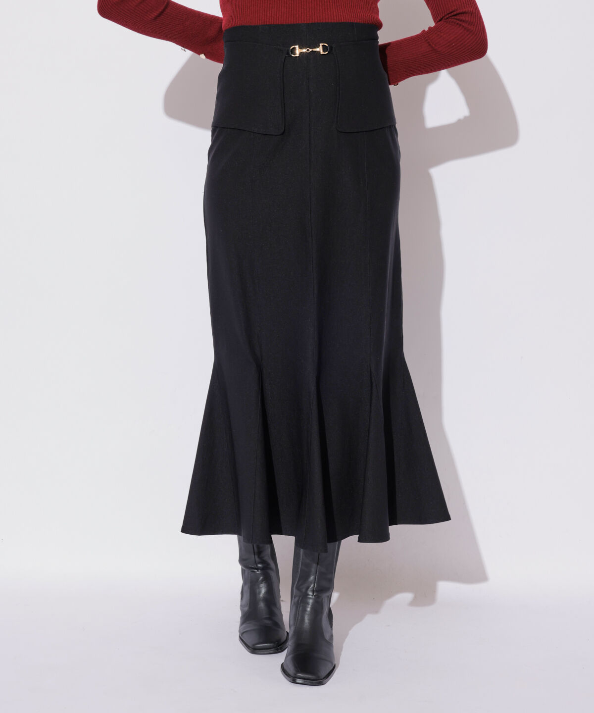 REDYAZEL「ビット付きマーメイドスカート」|タイト|ブラック