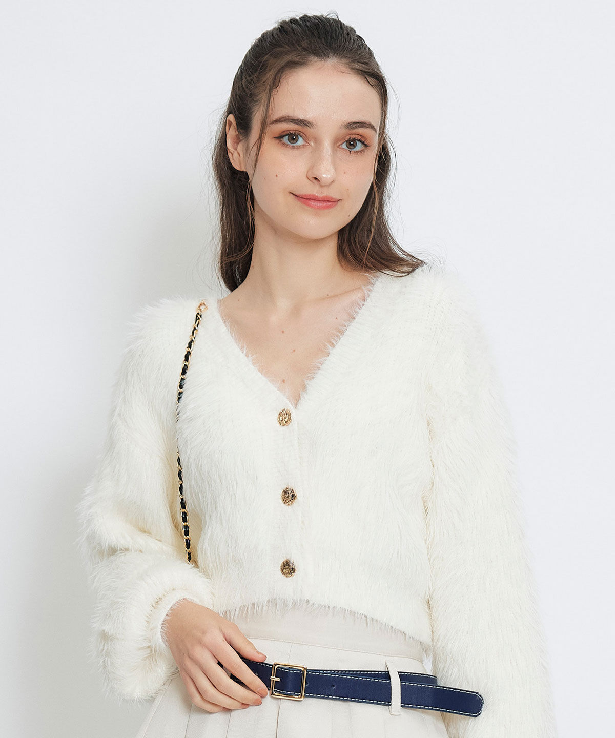 REDYAZEL「コンパクトシャギーニットカーディガン」|カーディガン|オフ