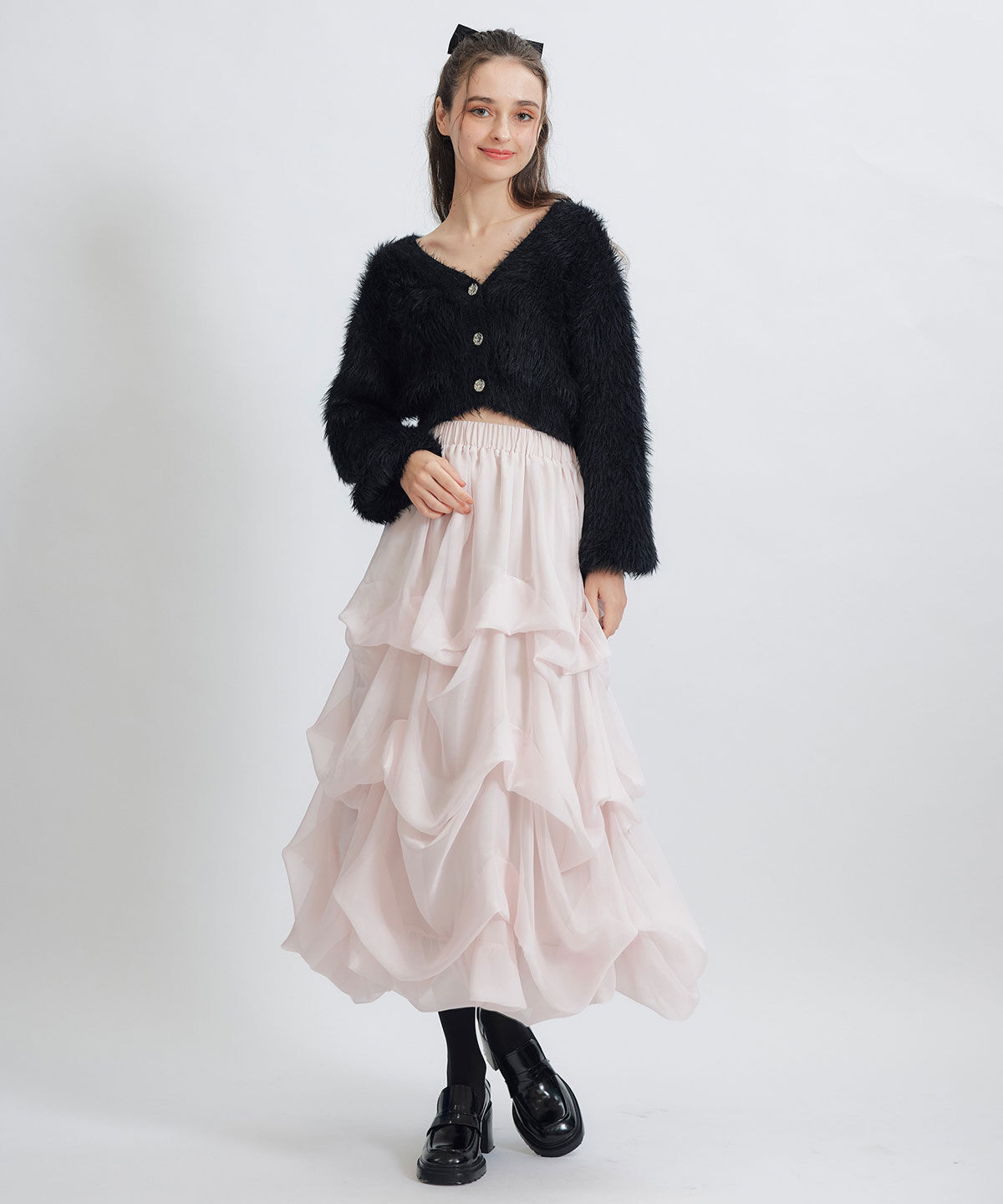 REDYAZEL「コンパクトシャギーニットカーディガン」|カーディガン|