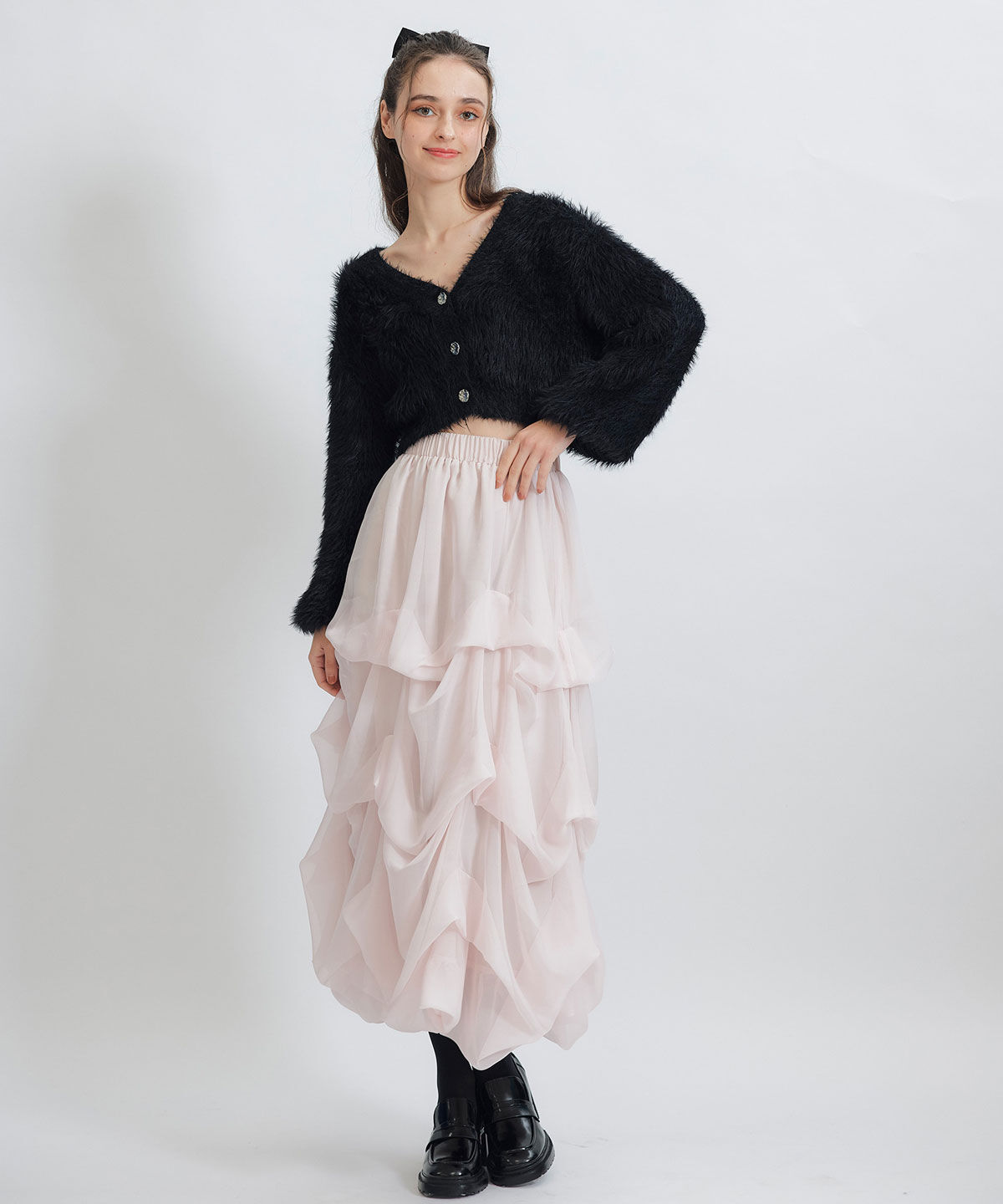 REDYAZEL「コンパクトシャギーニットカーディガン」|カーディガン|