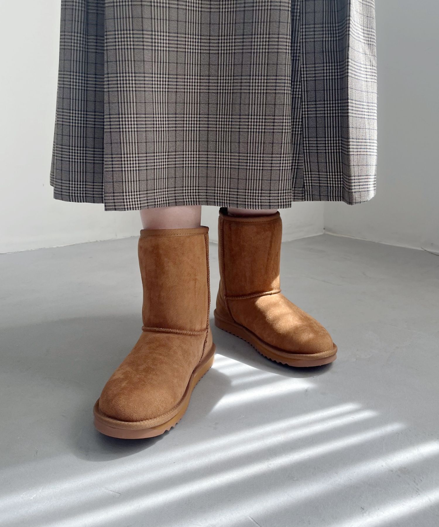 ORiental TRaffic「【累計2万足突破】  ミドル ムートン ブーツ /25401 折り返しても使える！ 防寒」|ショートブーツ|