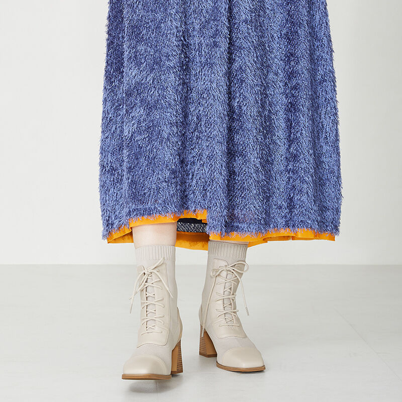 ORiental TRaffic「レースアップニットヒールブーツ/31433」|ショートブーツ|