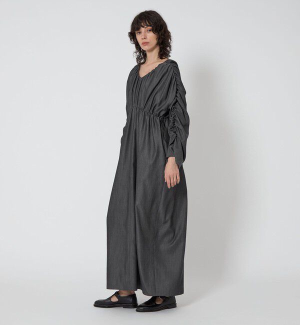 ＜ASTRAET＞デニムライク ギャザー ワンピース