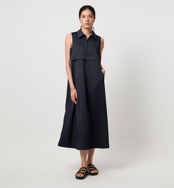 ＜TO UNITED ARROWS＞シャツカラー ノースリーブ ワンピース