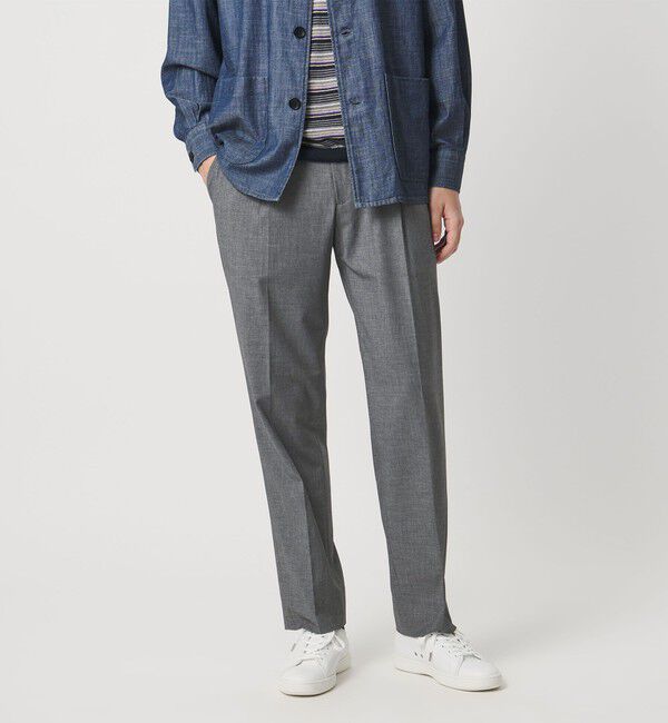 UNITED ARROWS「TR バックシャーリング １プリーツ イージー スラックス　ストレッチ 接触冷感」|スラックス|MD.GRAY