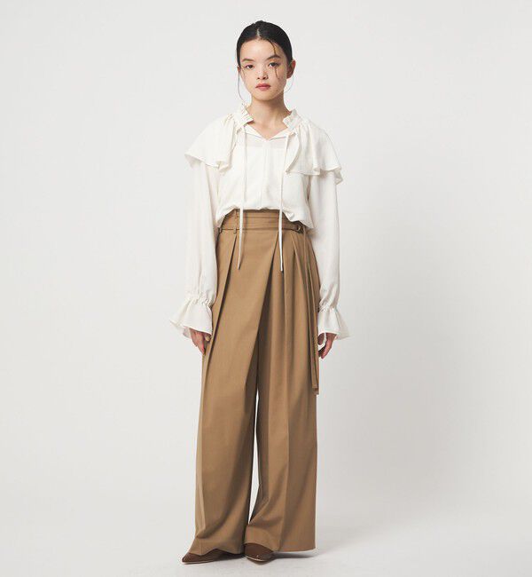 EMMEL REFINES「＜EMMEL REFINES＞EM フィブリルサテン ネックタック フリル ブラウス」|シャツ・ブラウス|