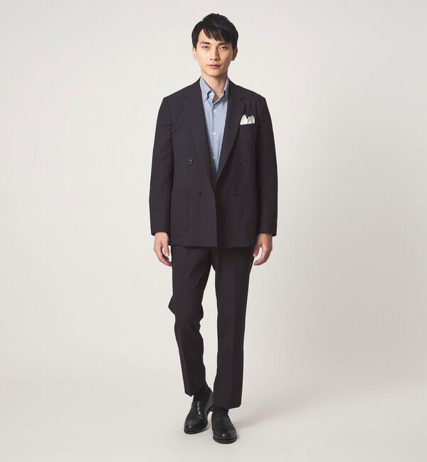 UNITED ARROWS green label relaxing「A+ ポリエステル シャークスキン ダブルブレスト 4B スタンダード セットアップ ジャケット -ウォッシャブ」|テーラードジャケット|