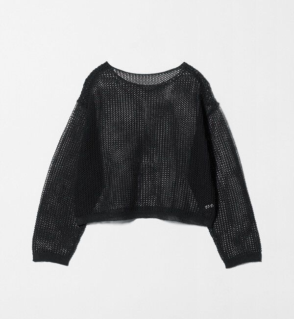 BEAUTY&YOUTH UNITED ARROWS「ペーパー メッシュ ショート ワイド ニットプルオーバー ウォッシャブル」|ニット・セーター|BLACK