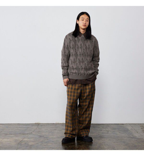 BEAMS「リラックスフィット 3ゲージ クルーネック ニット」|ニット・セーター|