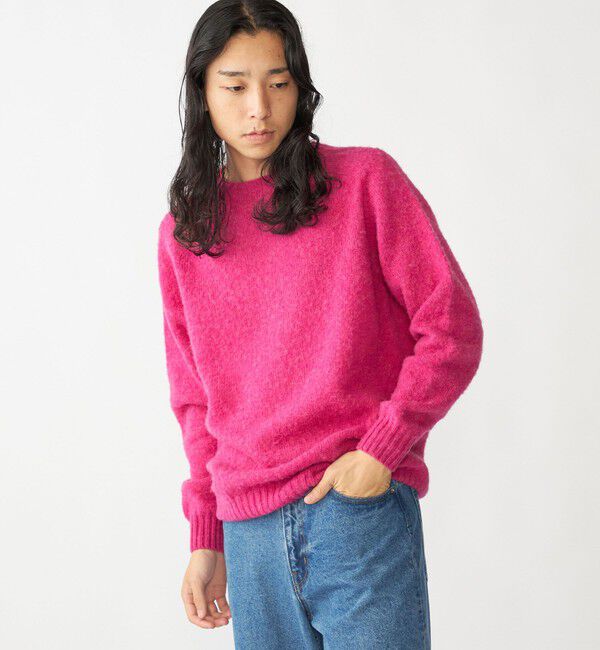 SHIPS「【SHIPS別注】HARLEY OF SCOTLAND:ウォッシャブル シャギー クルーネックニット」|ニット・セーター|