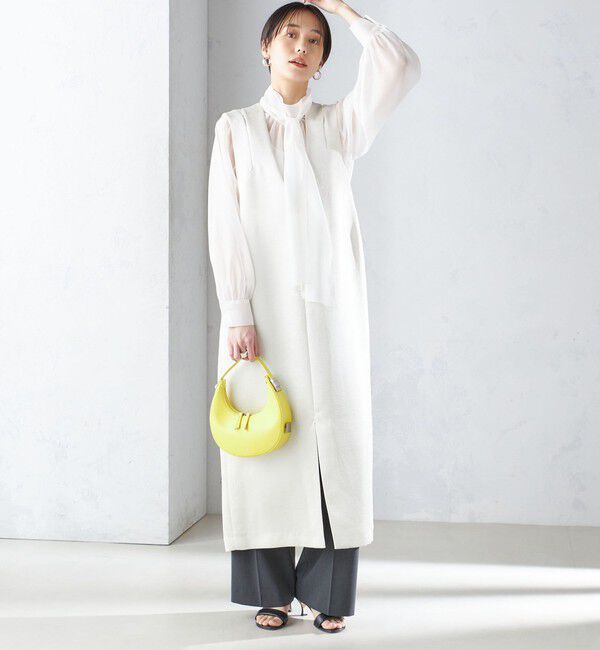 SHIPS for women「ダブル サテン Vネック Iライン ワンピース」|ワンピース|