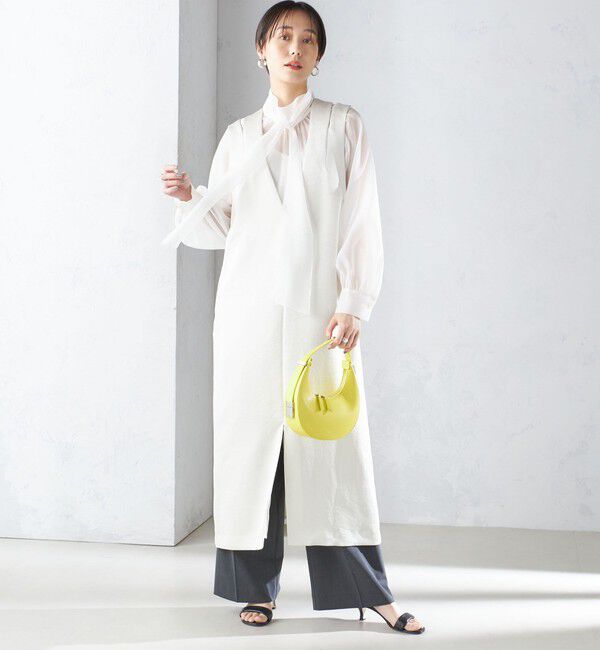 SHIPS for women「ダブル サテン Vネック Iライン ワンピース」|ワンピース|