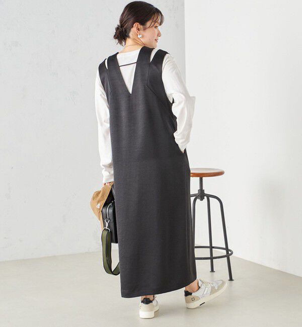 SHIPS for women「ダブル サテン Vネック Iライン ワンピース」|ワンピース|