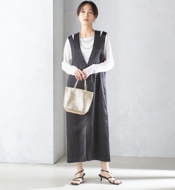 SHIPS for women「ダブル サテン Vネック Iライン ワンピース」|ワンピース|