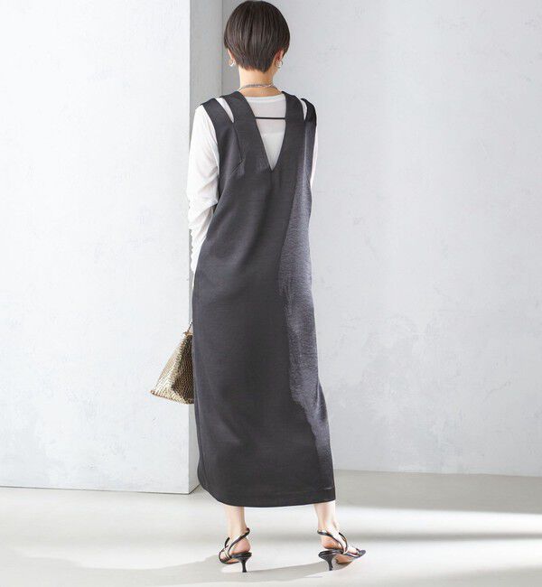 SHIPS for women「ダブル サテン Vネック Iライン ワンピース」|ワンピース|