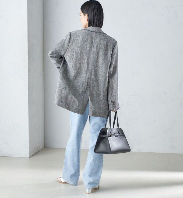 SHIPS for women「〈手洗い可能〉チェック / 無地 フリンジ ボクシー ジャケット」|テーラードジャケット|