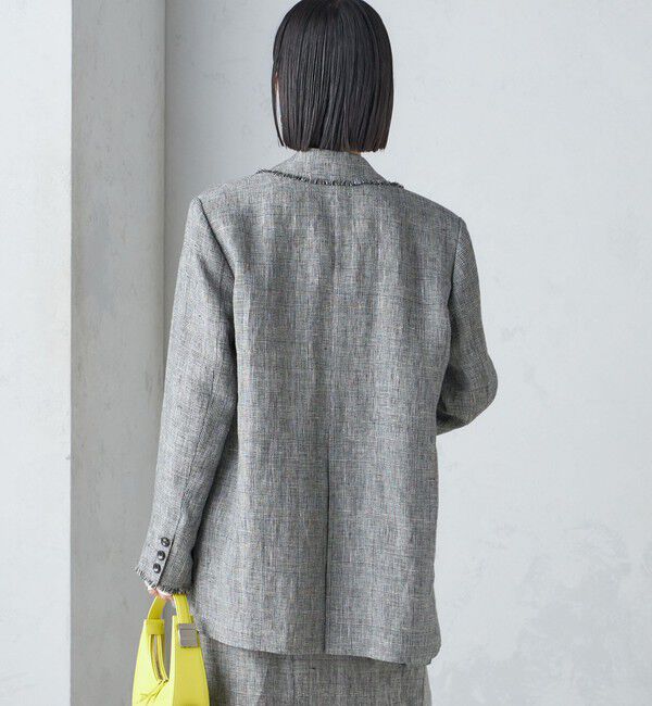 SHIPS for women「〈手洗い可能〉チェック / 無地 フリンジ ボクシー ジャケット」|テーラードジャケット|