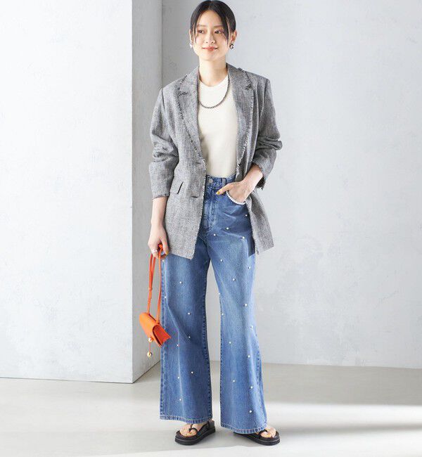 SHIPS for women「〈手洗い可能〉チェック / 無地 フリンジ ボクシー ジャケット」|テーラードジャケット|