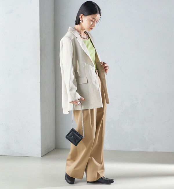 SHIPS for women「〈手洗い可能〉チェック / 無地 フリンジ ボクシー ジャケット」|テーラードジャケット|