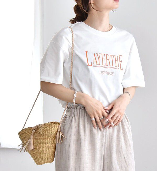 quaranciel「quaranciel:〈洗濯機可能〉クルーネック コットン ロゴ プリント TEE」|Tシャツ・カットソー|