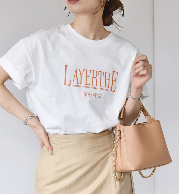 quaranciel「quaranciel:〈洗濯機可能〉クルーネック コットン ロゴ プリント TEE」|Tシャツ・カットソー|