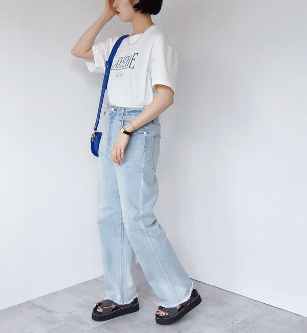 quaranciel「quaranciel:〈洗濯機可能〉クルーネック コットン ロゴ プリント TEE」|Tシャツ・カットソー|