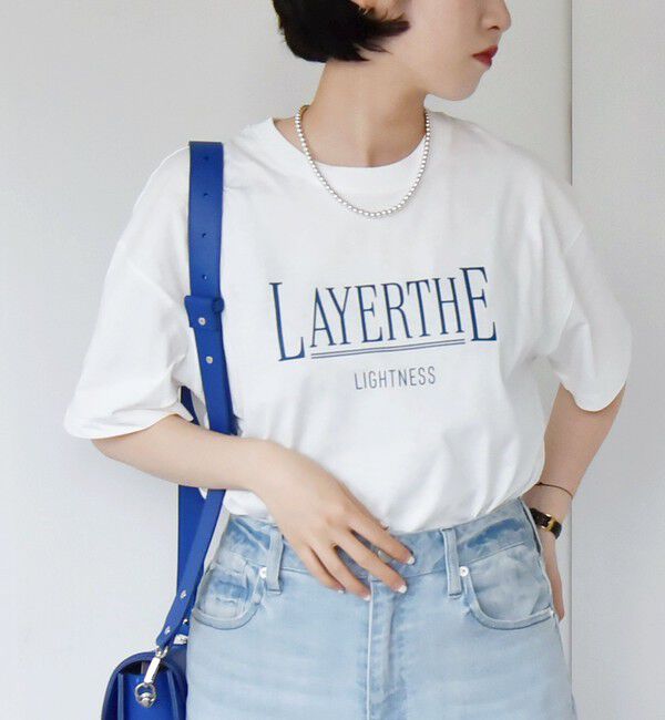 quaranciel「quaranciel:〈洗濯機可能〉クルーネック コットン ロゴ プリント TEE」|Tシャツ・カットソー|
