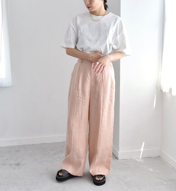 quaranciel「quaranciel:〈洗濯機可能〉クルーネック コットン ロゴ プリント TEE」|Tシャツ・カットソー|