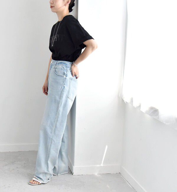 quaranciel「quaranciel:〈洗濯機可能〉クルーネック コットン ロゴ プリント TEE」|Tシャツ・カットソー|