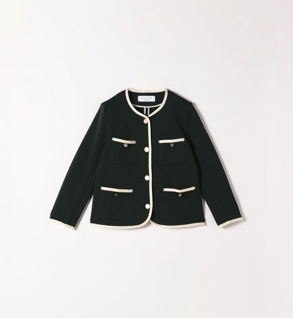 SHIPS any「SHIPS any: ダブル ジャージー パイピング ジャケット［NAVY BLUE］」|ノーカラージャケット|