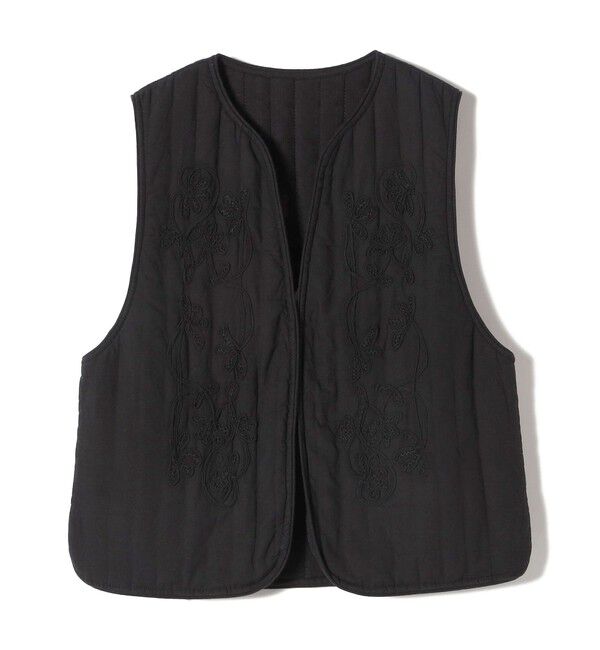 SHIPS for women「Fanaka:〈手洗い可能〉リバーシブル 刺繍 ベスト」|ベスト・ジレ|ブラック